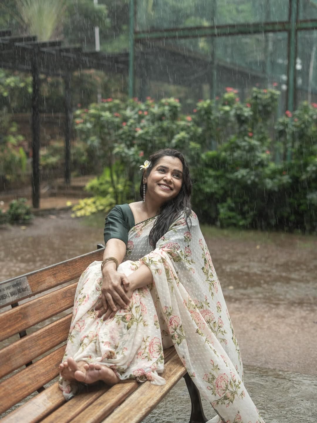 Chetana Bhat Rain Saree Look Photoshoot