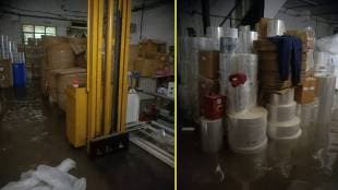 Damage due to water entering the factory due to flood in Vasai Virar