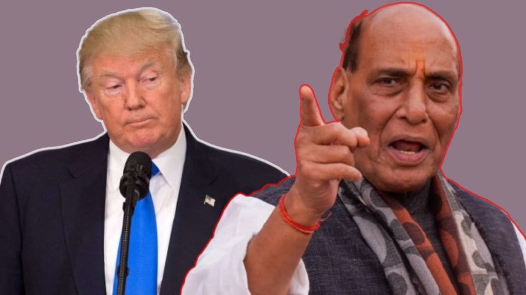 संरक्षण मंत्री राजनाथ सिंह यांनी ट्रम्प यांच्या टॅरिफ वाढीवर प्रत्युत्तर दिले.