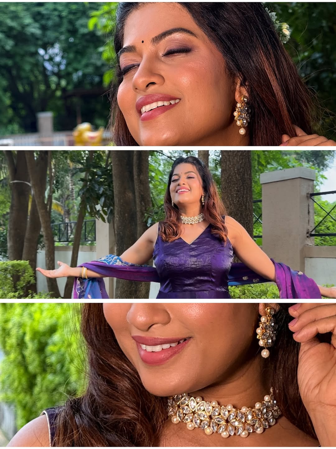 Dhanshri Kadgaonkar beautiful new look in purple dress