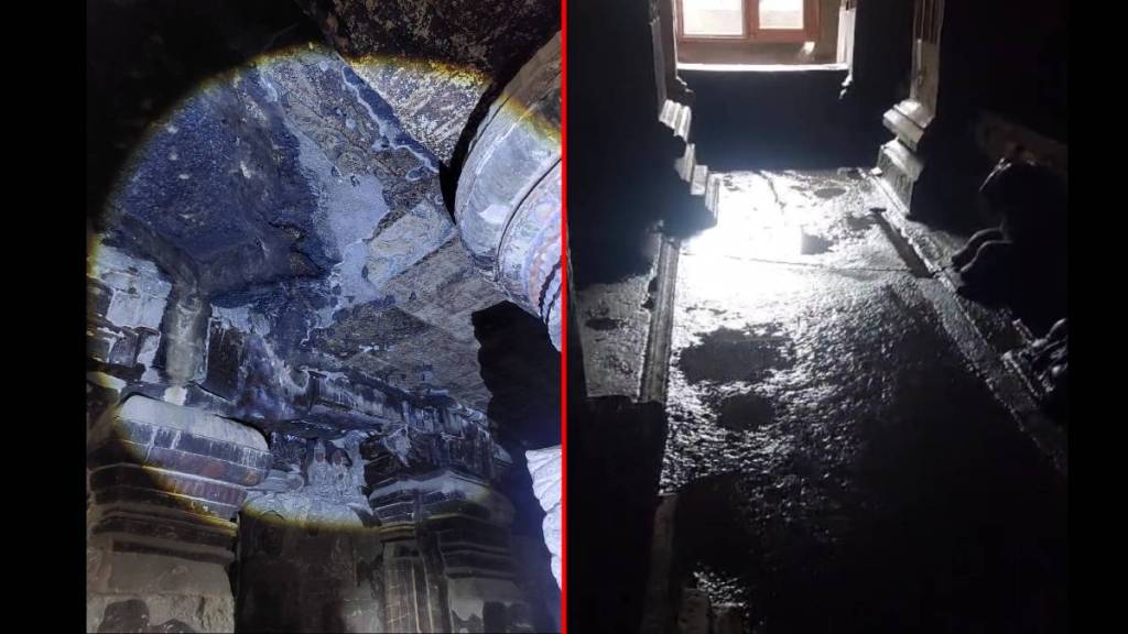 Leak in cave number 32 in Ellora