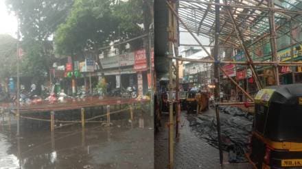 Ganapati Mandal pavilions submerged due to heavy rains vasai news