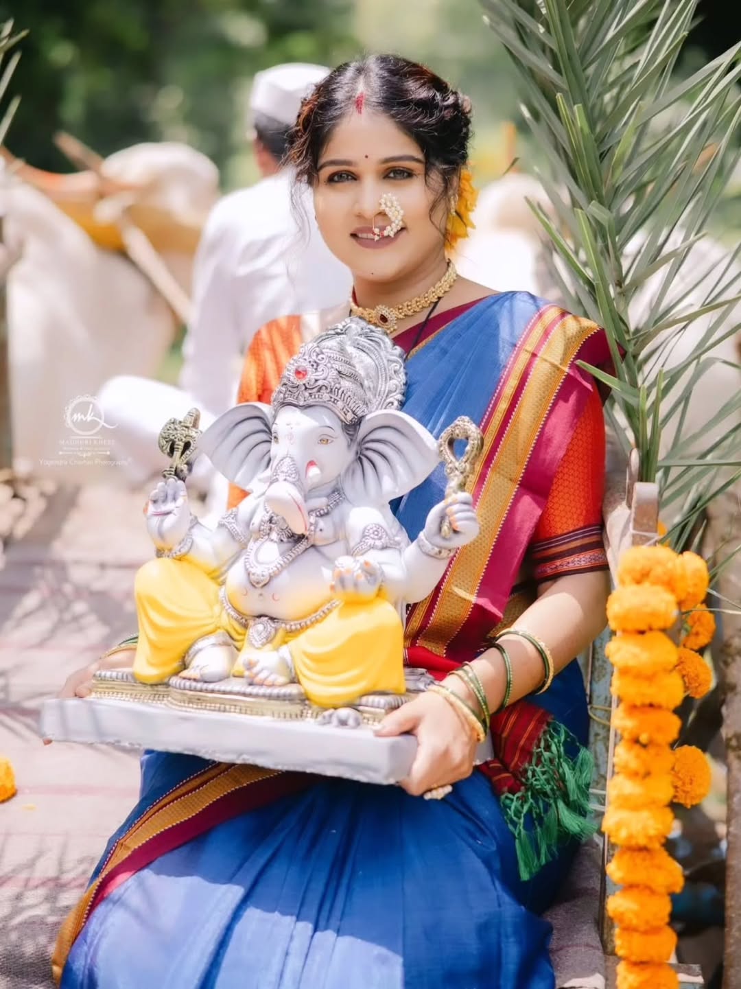 Ganesh Chaturthi 2025 marathi actress home ganpati photos