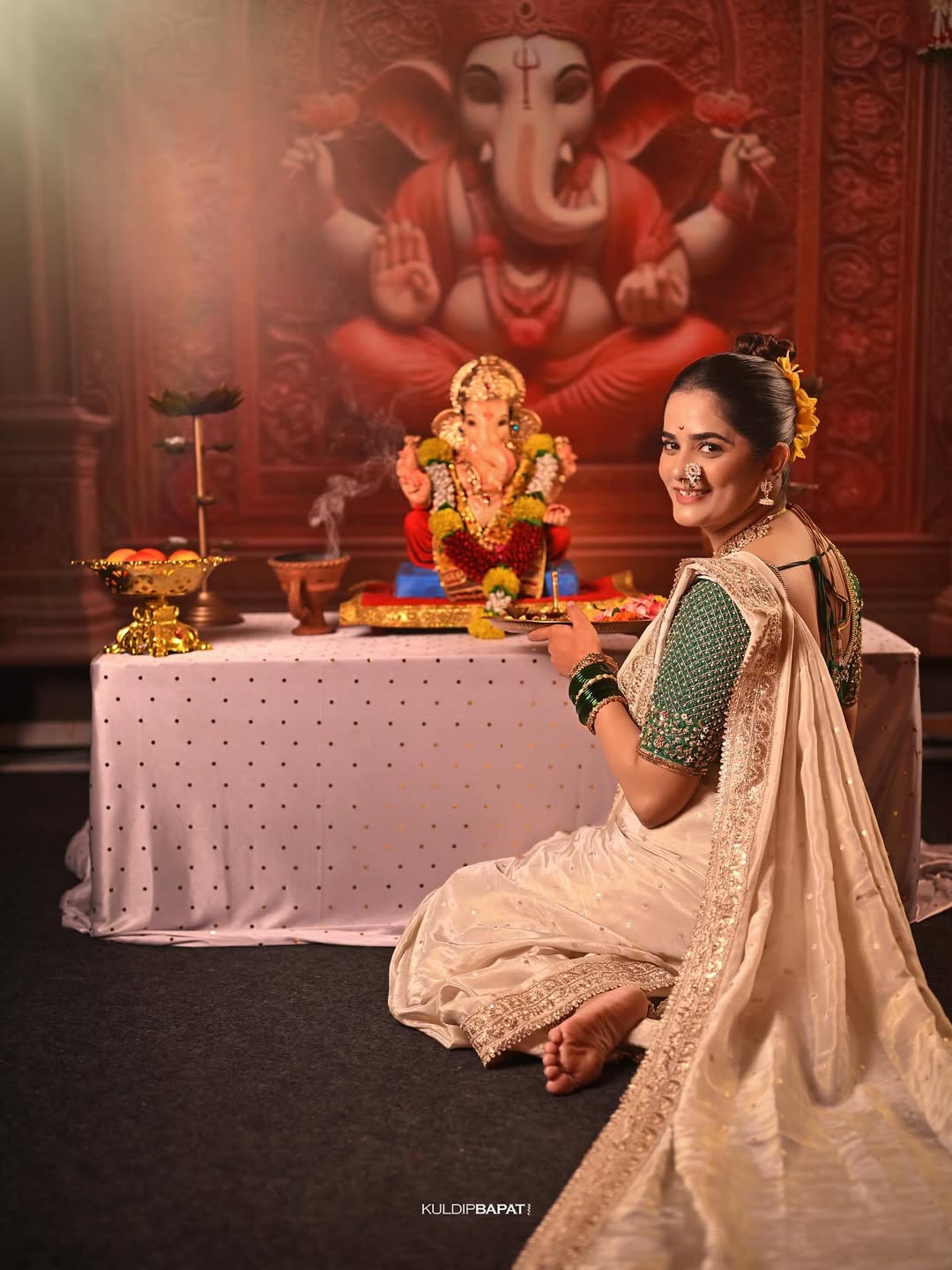 Ganesh Chaturthi 2025 marathi actress home ganpati photos