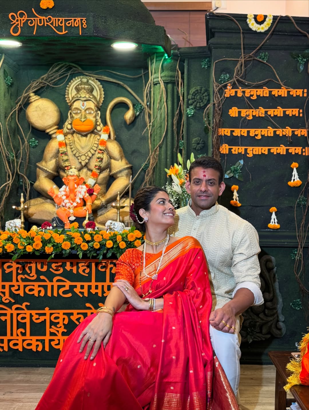 Ganesh Chaturthi 2025 marathi actress home ganpati photos