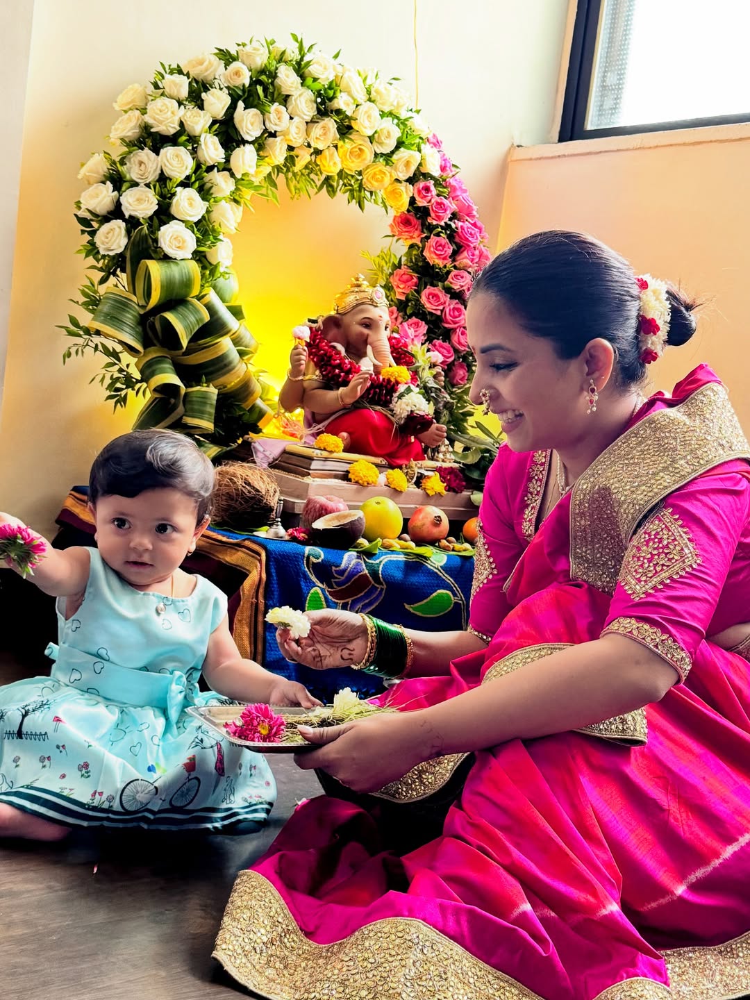 Ganesh Chaturthi 2025 marathi actress home ganpati photos