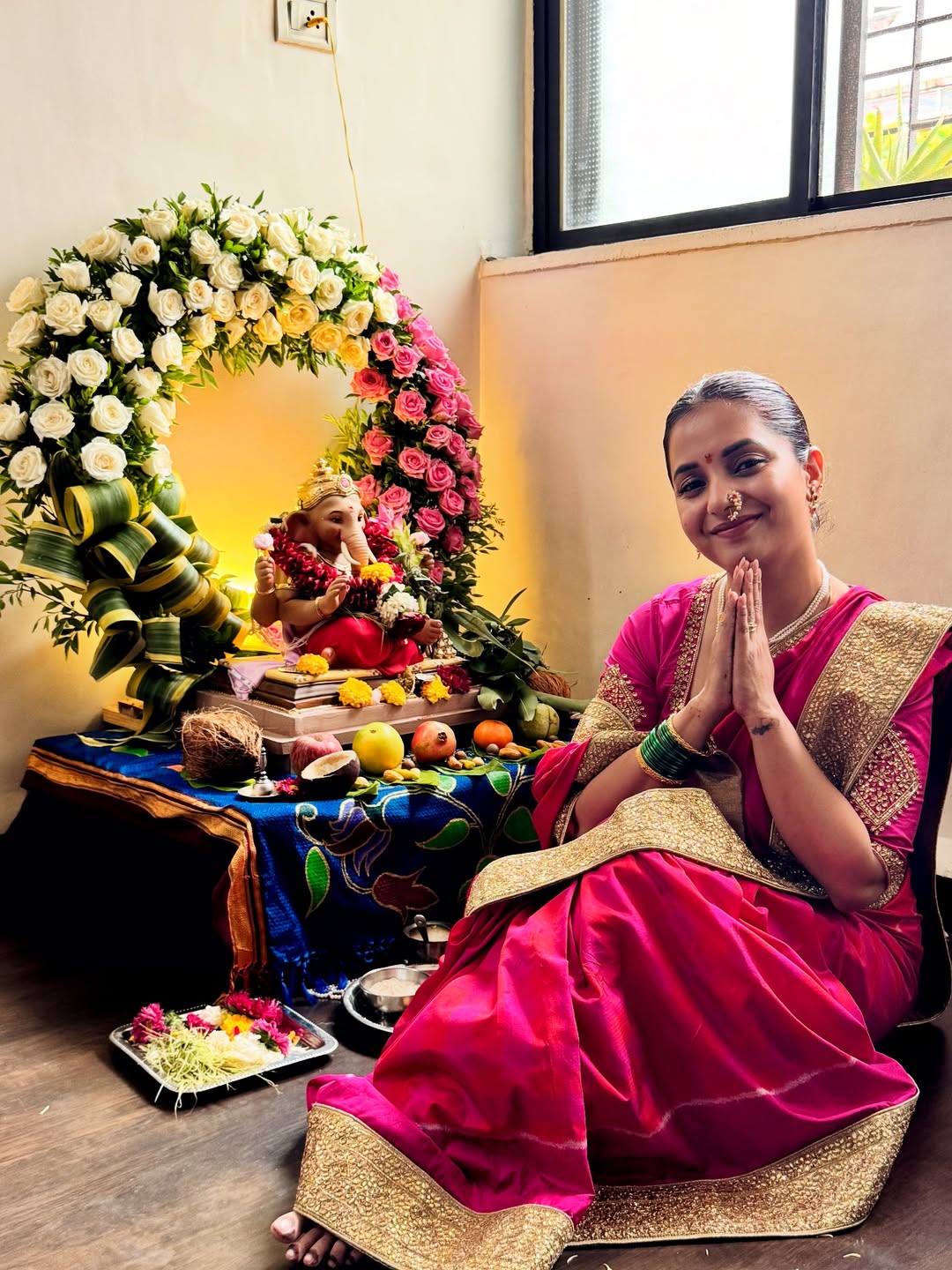 Ganesh Chaturthi 2025 marathi actress home ganpati photos