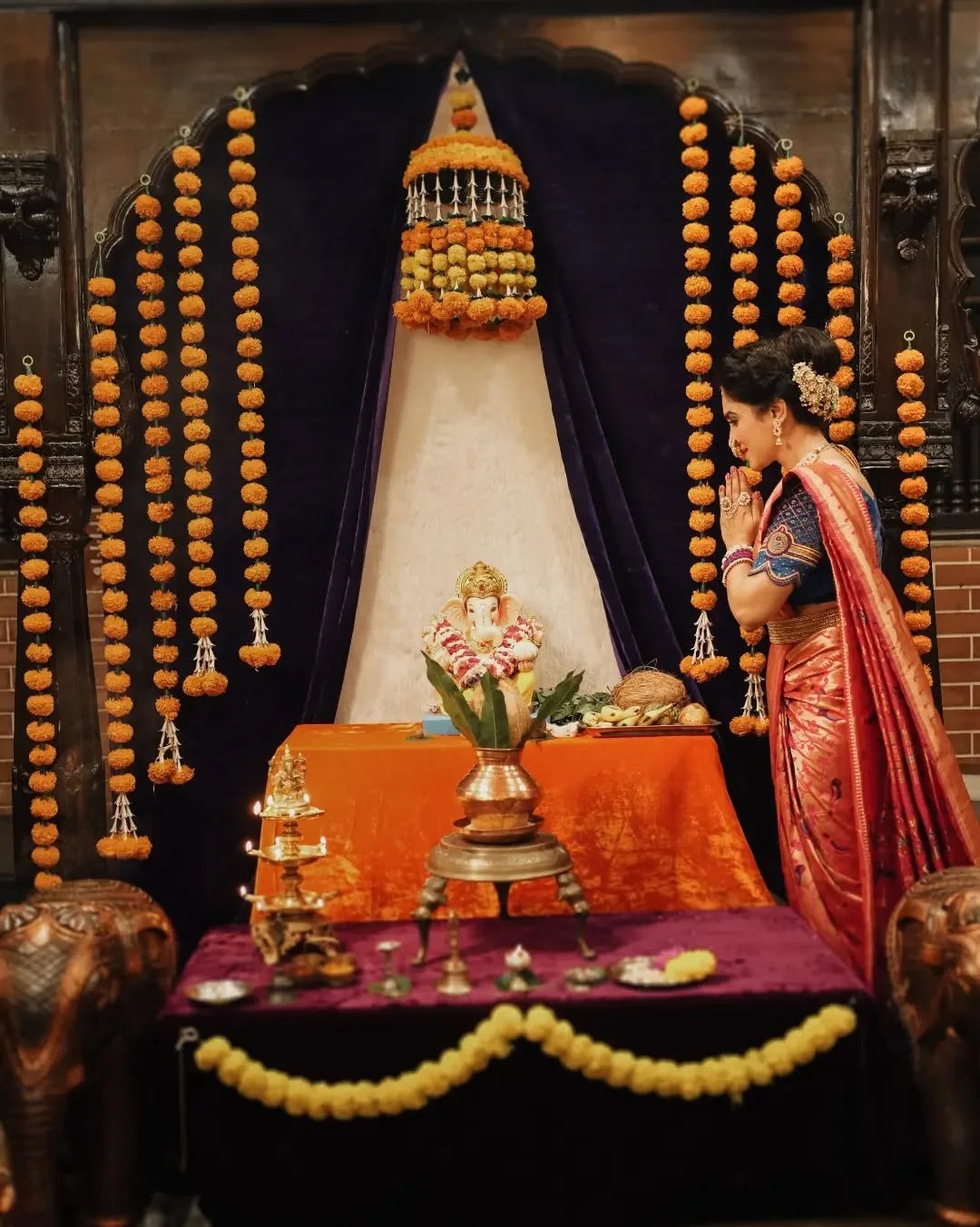 Ganesh Chaturthi 2025 marathi actress home ganpati photos