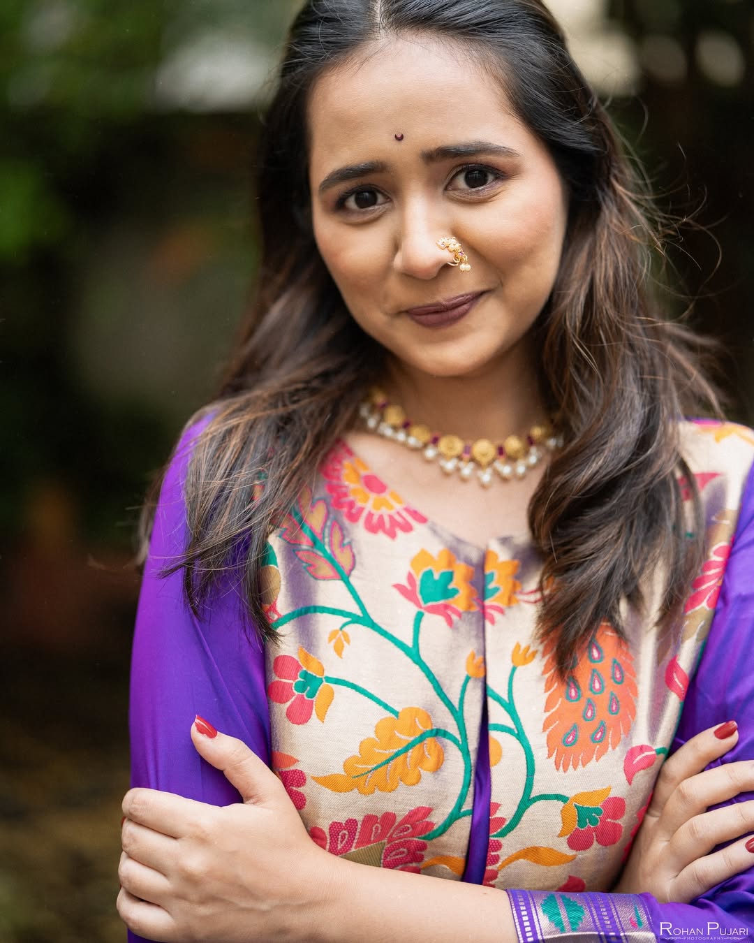 Gauri Kulkarni Purple Paithani Gown Dress