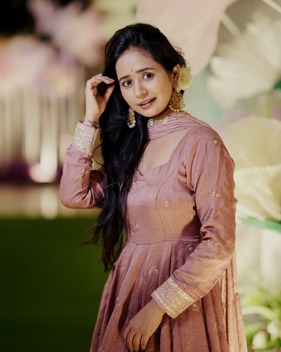 Gauri Kulkarni Purple Paithani Gown Dress