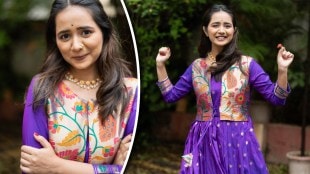 Gauri Kulkarni Purple Paithani Gown Dress