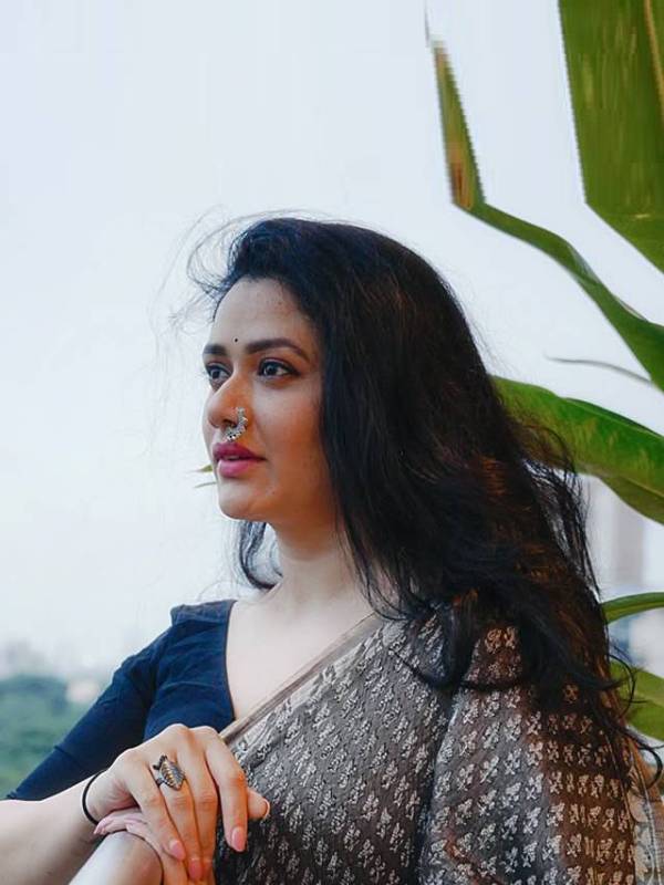 Girija Oak Kalamkari Printed Saree look