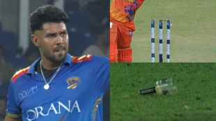 Harshit Rana breaks a bail with fiery delivery in DPL 2025 fined for aggressive send off Video