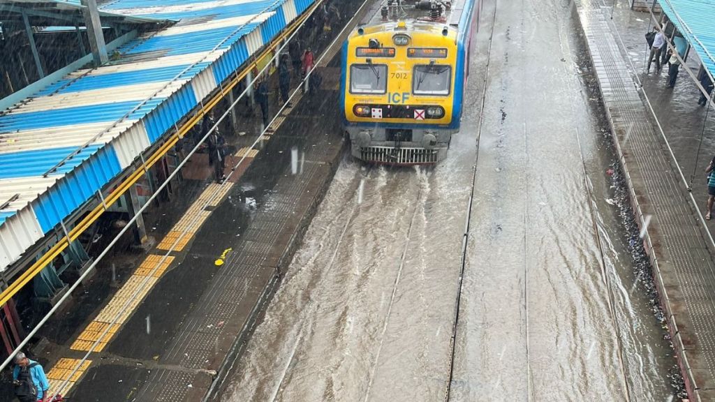 Heavy rain disrupts Vasai Virar local train services as tracks waterlogged