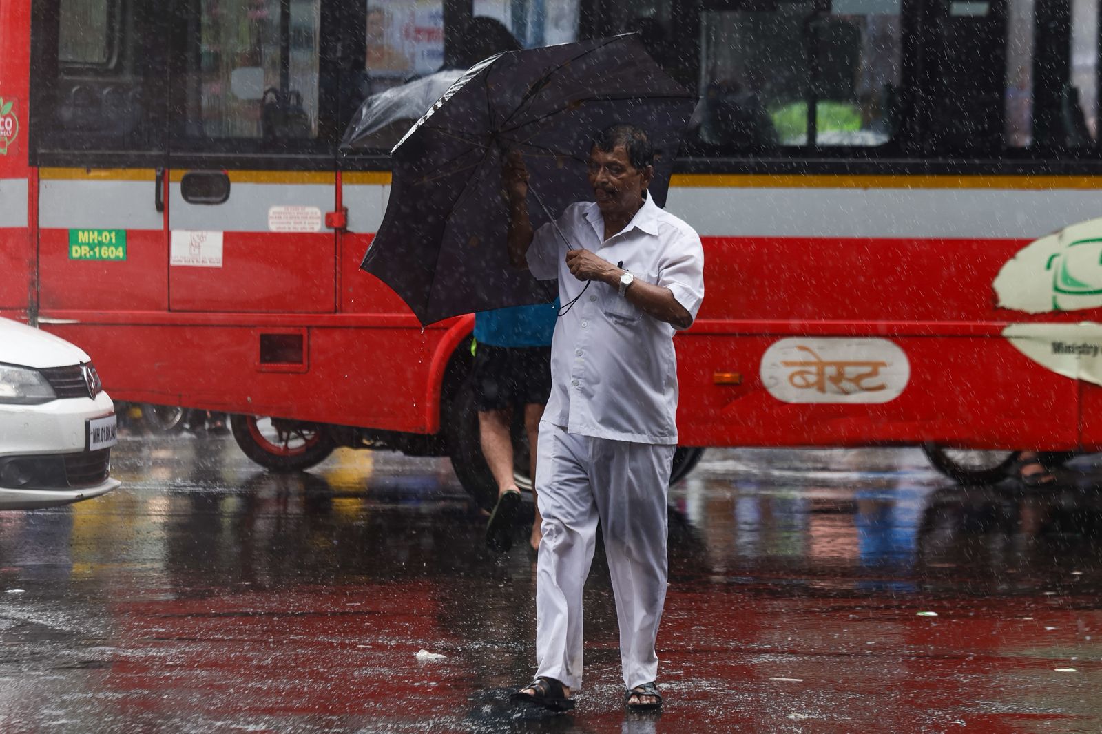 Heavy rain lashes Mumbai on Sunday as the IMD issues an orange alert for the city