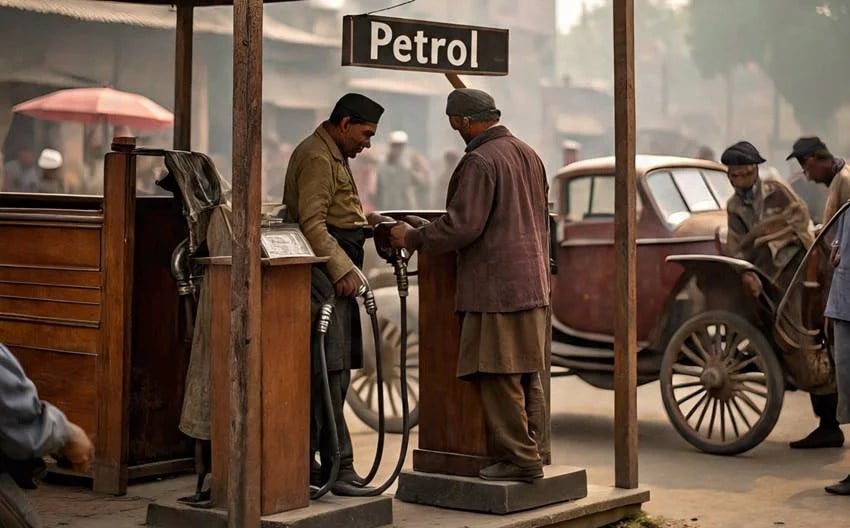india first petrol pump and what was the price then