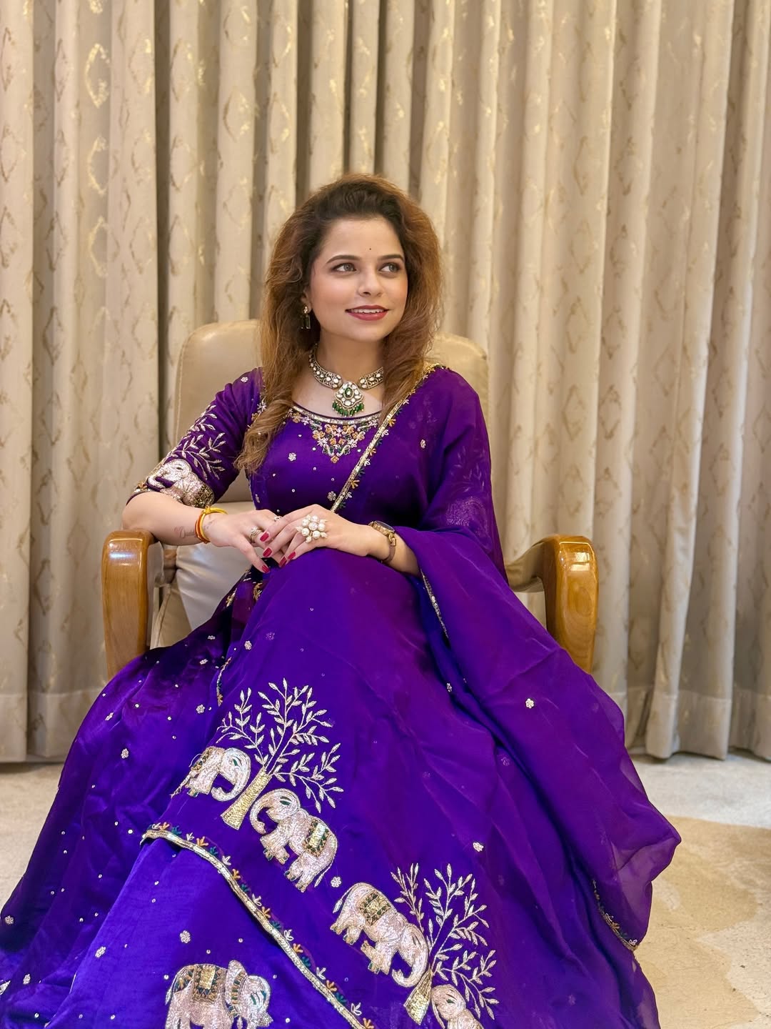 Kartiki Gaikwad Pise Purple Dress Look
