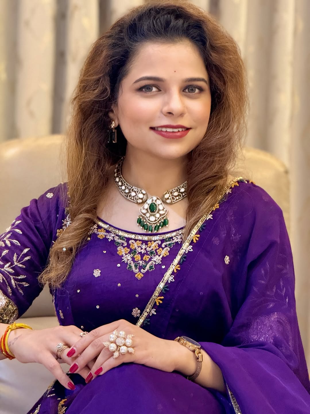 Kartiki Gaikwad Pise Purple Dress Look