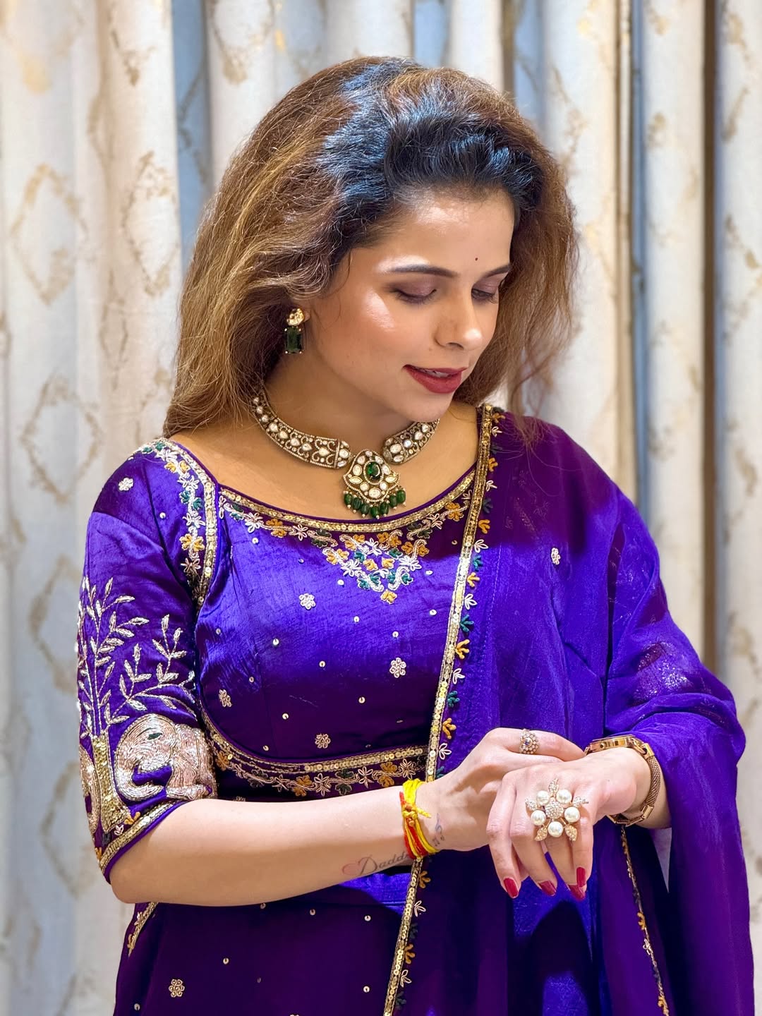 Kartiki Gaikwad Pise Purple Dress Look