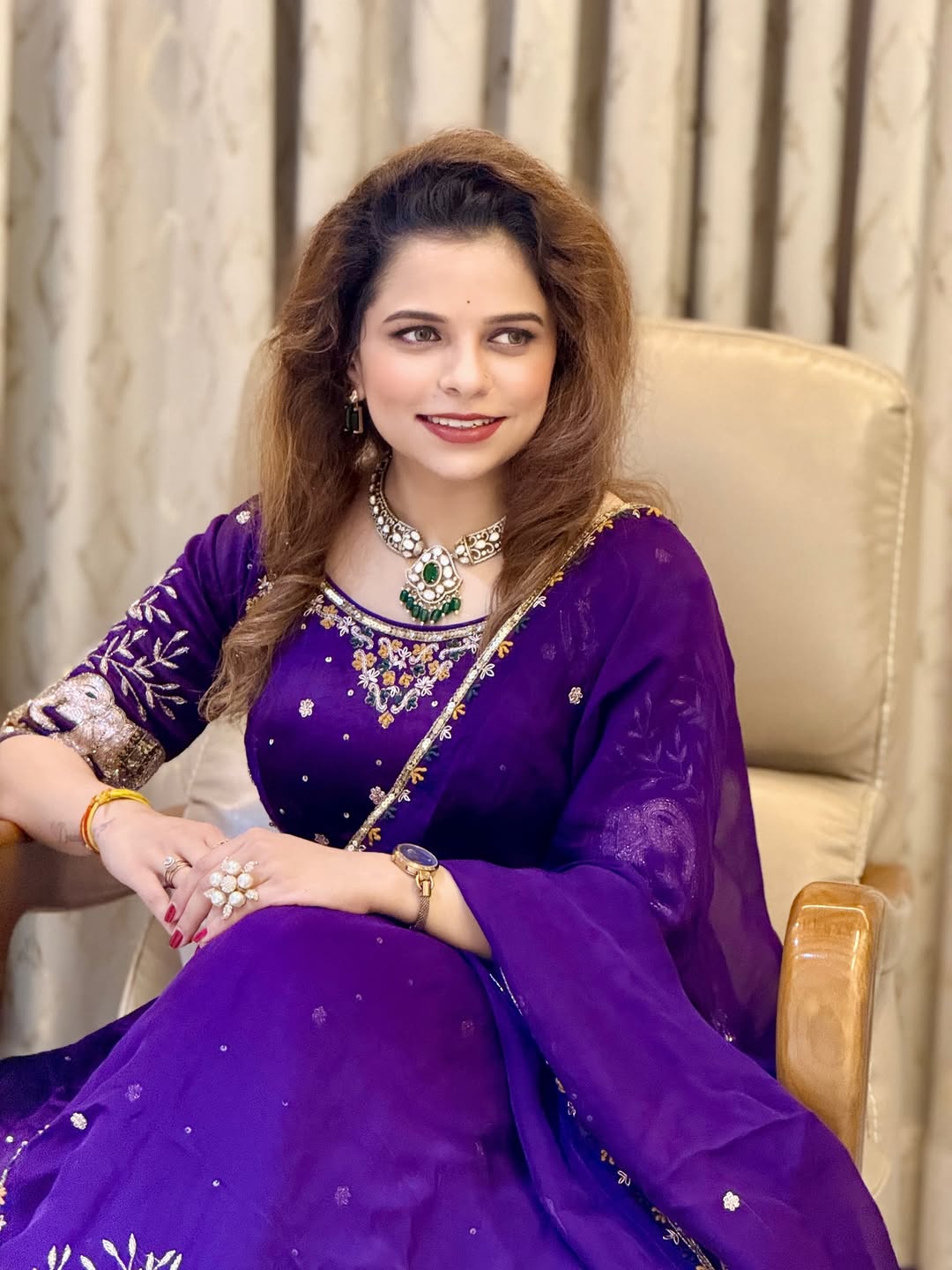 Kartiki Gaikwad Pise Purple Dress Look