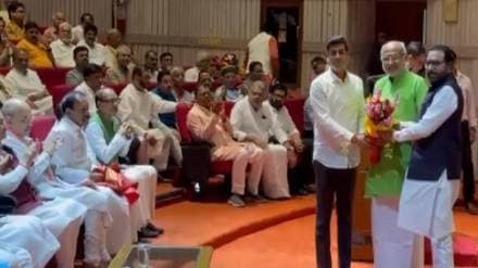 MP Dr Shrikant Shinde, MP Prataprao Jadhav honoring Governor C P Radhakrishnan