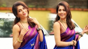 Madhavi Nimkar Blue Narayanpeth Saree Look