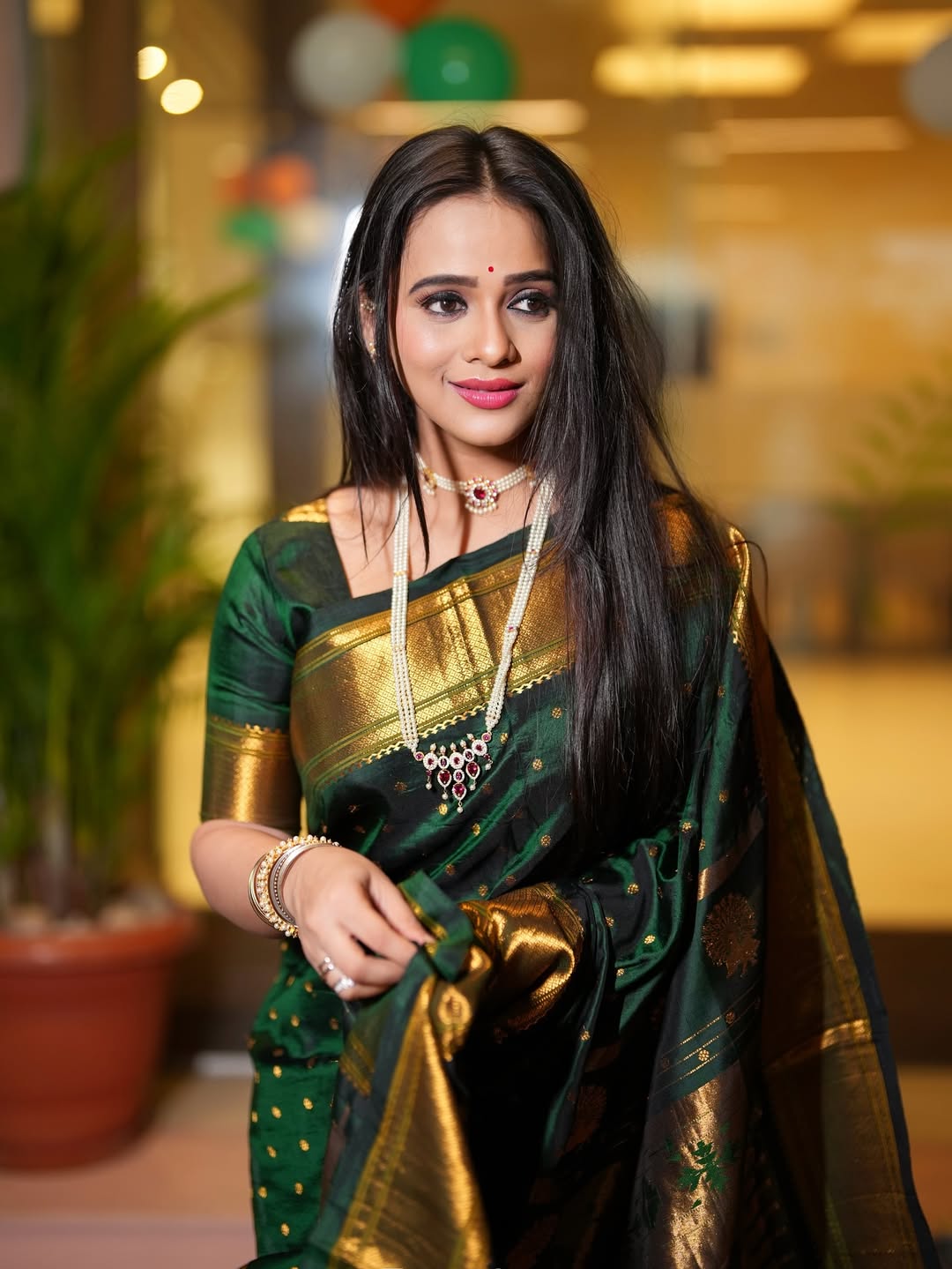 Madhura Joshi Green Paithani Saree
