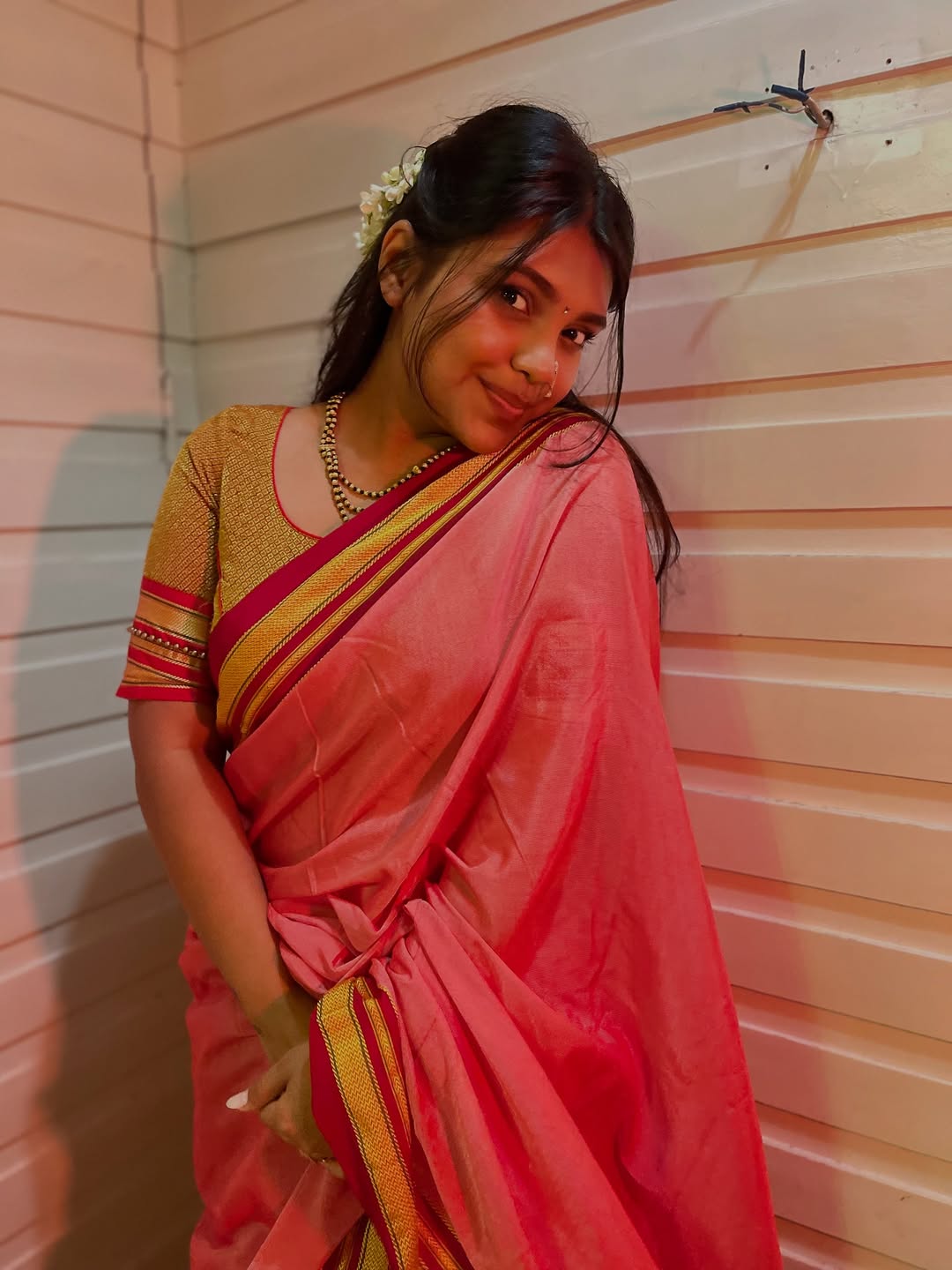 Mrunmayee Kadam Pink Irkal Saree Look