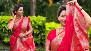 Marathi actress deepali Pansare red nauvari saree traditional look photoshoot