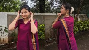 Photos : जांभळ्या रंगाच्या पारंपरिक ड्रेसमध्ये ज्ञानदाने संपन्न केली हरतालिकेची पूजा, पाहा खास फोटो