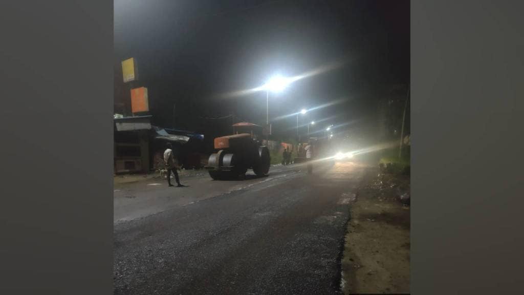 potholes on naigaon bapane road after complaints municipality began repair work