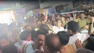 restoration work of tuljabhavani temple locals blocked jitendra awhad vehicle alleging defamation Ncp BJP workers clashed with slogans