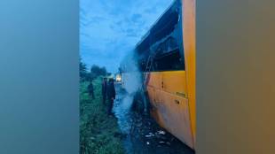 private travel bus on mumbai agra highway in nashik district caught fire on monday morning