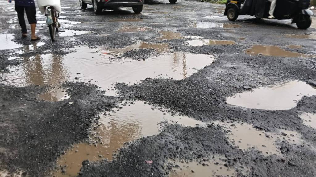 Palghar Boisar road leading to headquarters as well as main national and state roads in badly damaged
