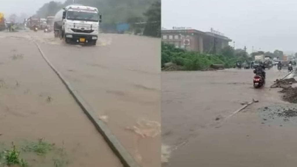 heavy rain tuesday morning heavy rain caused waterlogging on Mumbai ahmedabad national highway