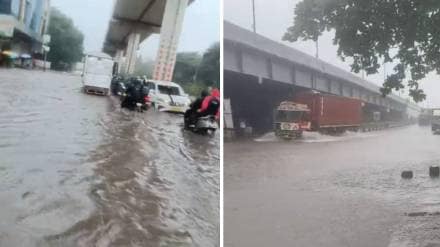 Thane rain update, heavy rain in Thane, Bhiwandi flood alert, Thane traffic jam, red alert Thane weather,