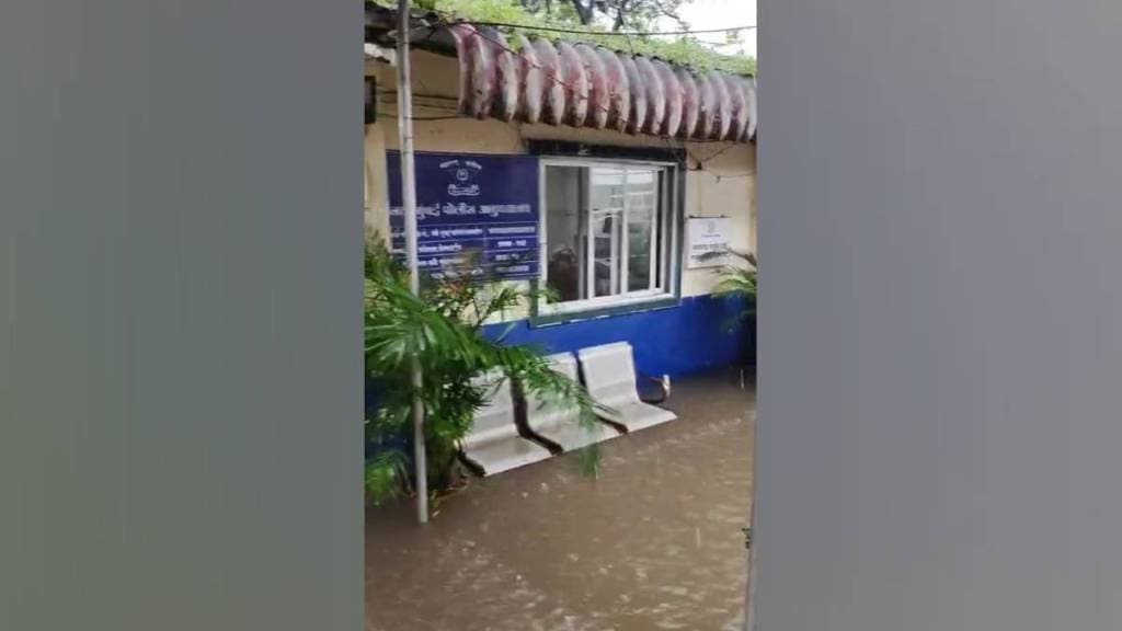 Continuous Uran rains flood Nhava Sheva police station JNPA projects blocked natural drainage paths