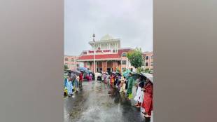 Contractual national health mission workers protested at Palghar zilla Parishad on tuesday over demands