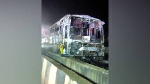 Ratnagiri bus fire, Mumbai Goa highway accident, private bus fire accident, luxury bus fire incident, driver saves passengers, highway tire burst accident,