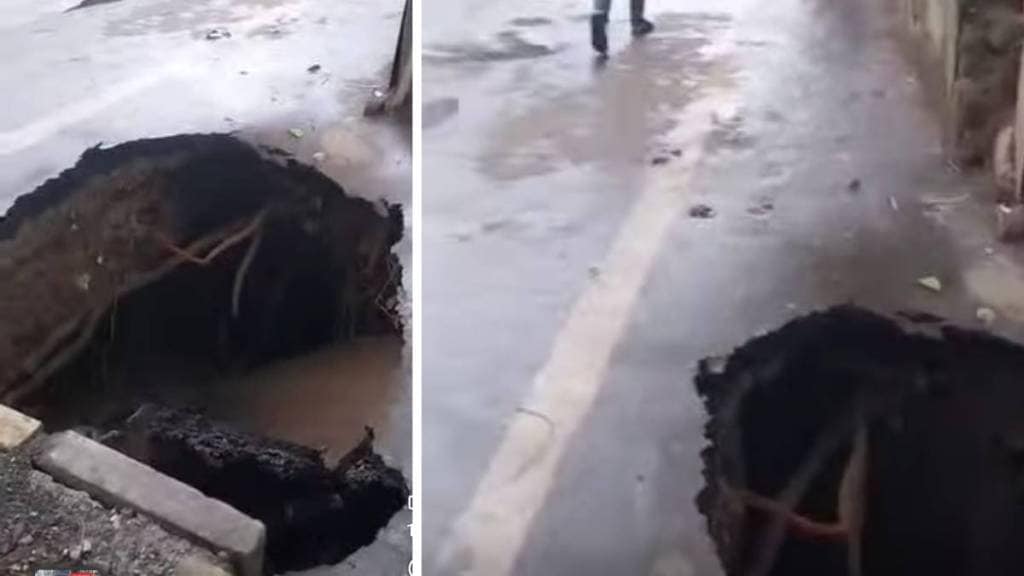 Linking Road collapse Mumbai, Bandra West road damage, Mumbai sinkhole news, road safety Mumbai, National College Mumbai incident, Mumbai road repair update, Mumbai street collapse causes, municipal road closure Mumbai,