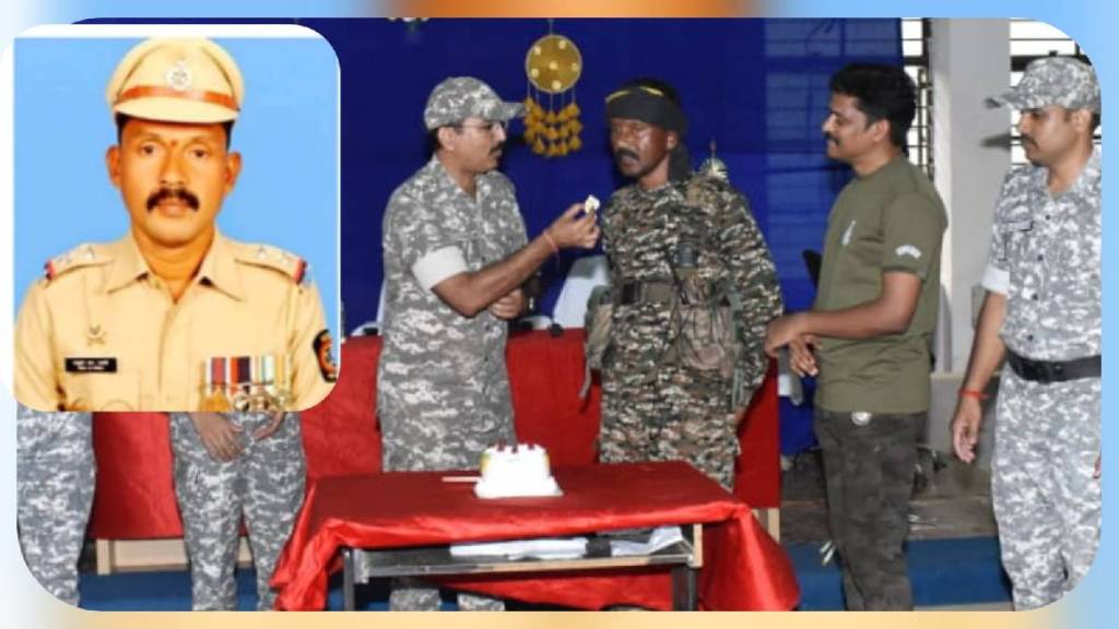 C 60 PSI Vasudev Madavi killed his 100th Naxalite SP Nilotpal felicitated him Thursday