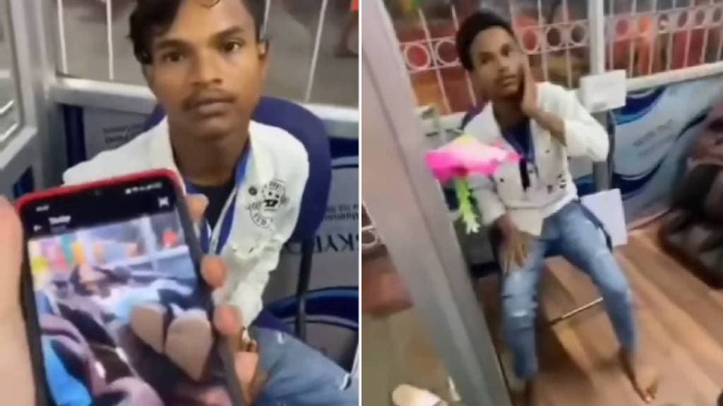 Operator Filming Woman taking Chair Massage video
