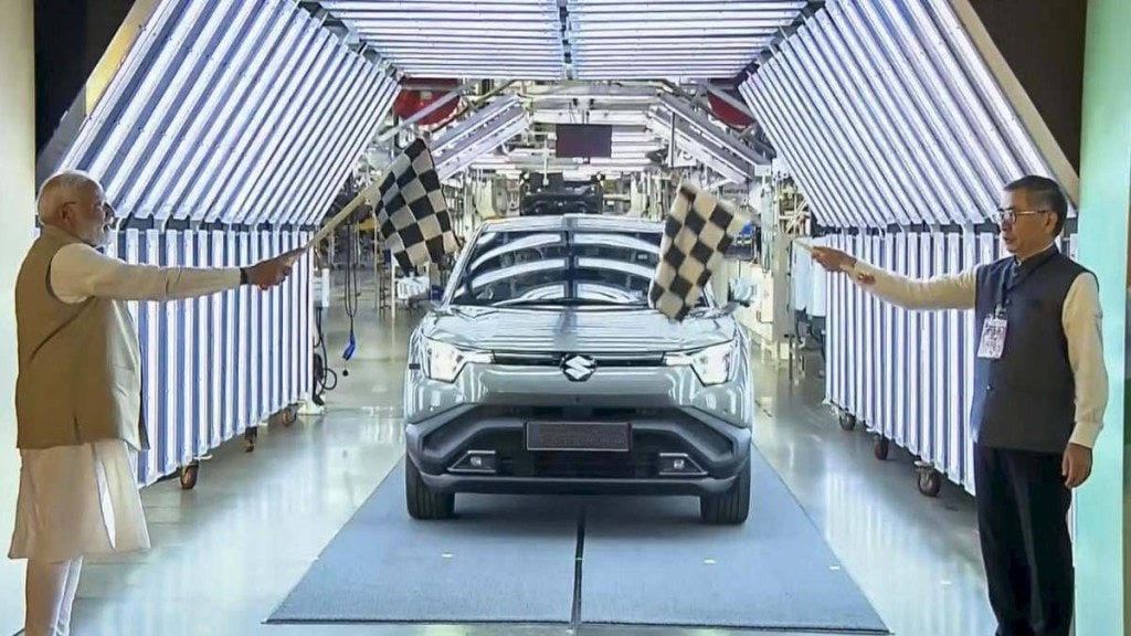 PM Narendra Modi Flags Of Maruti e Vitara