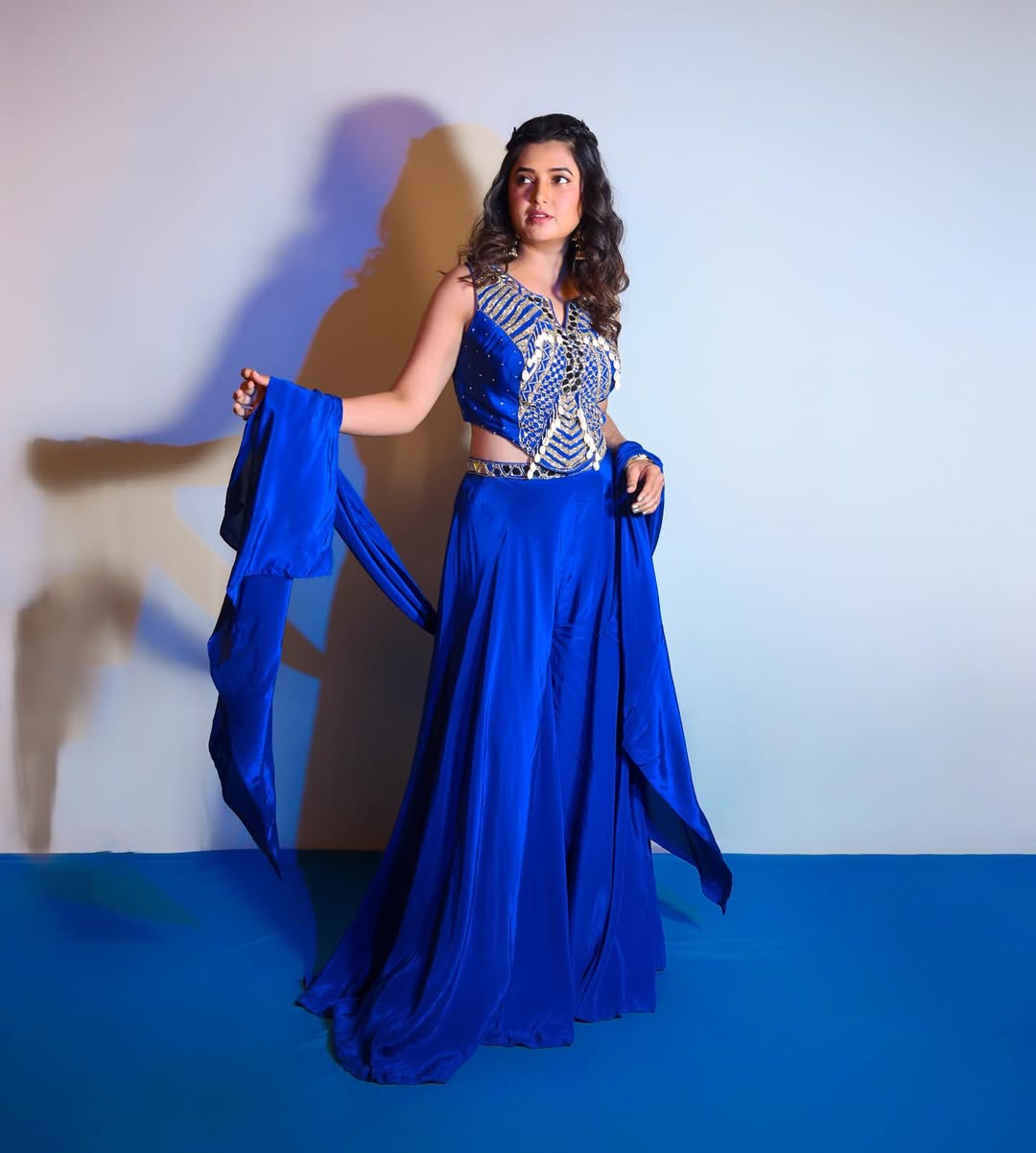 Prajakta Mali Blue Sharara Dress