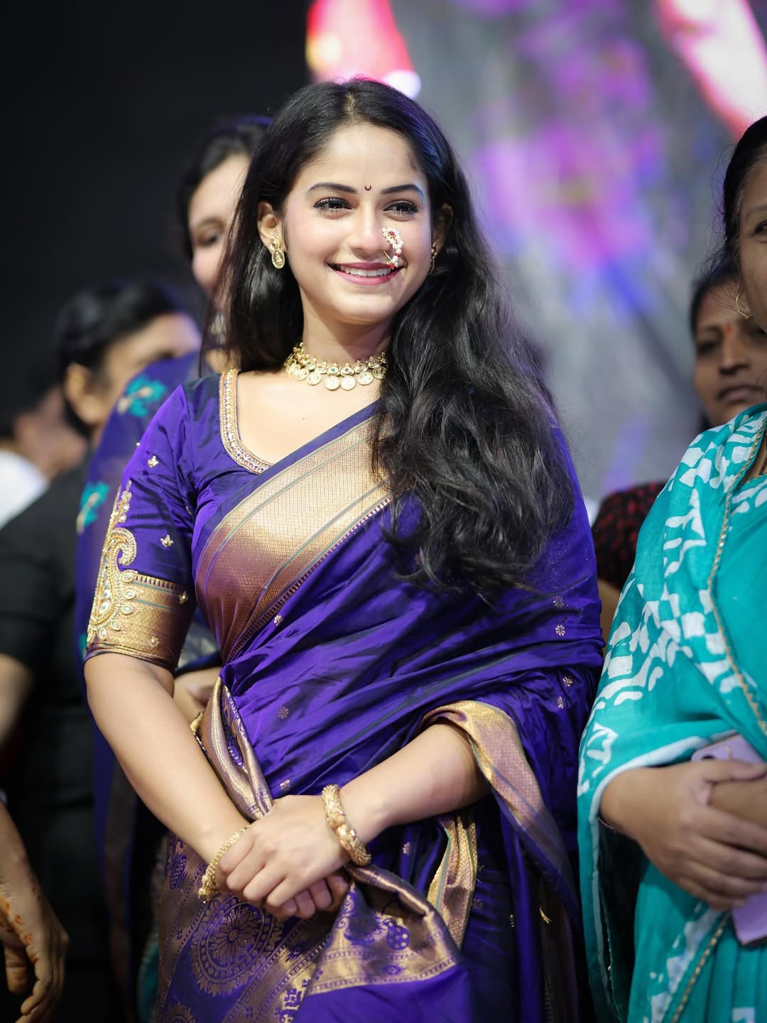 Prapti Redkar Purple Paithani Saree Look