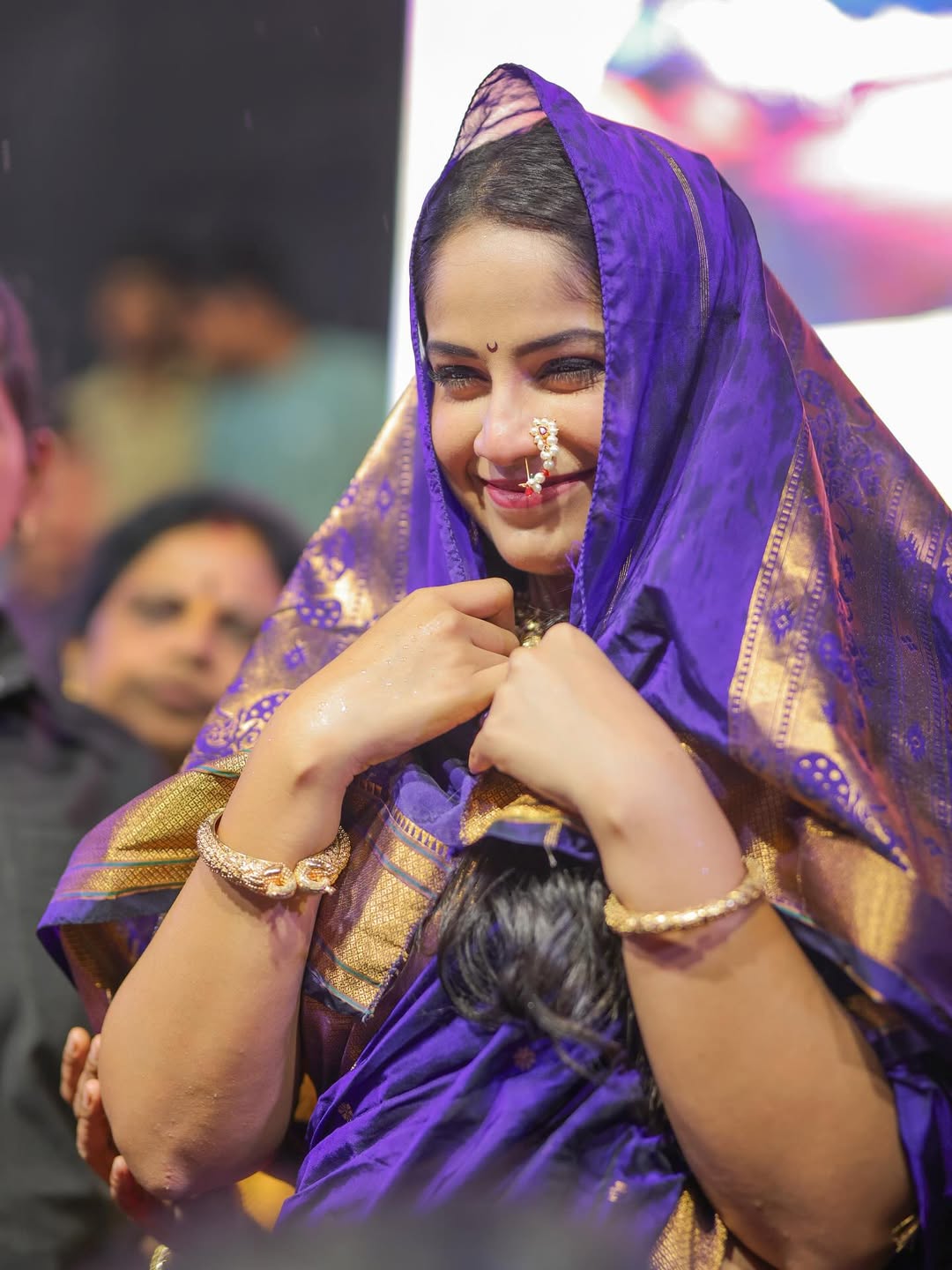 Prapti Redkar Purple Paithani Saree Look