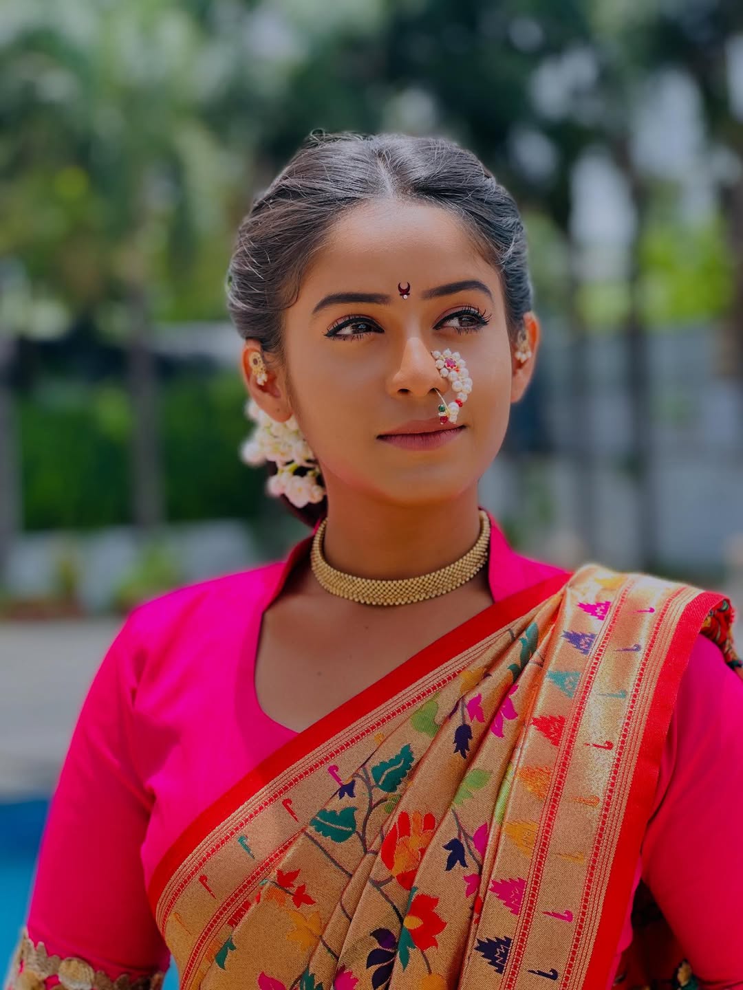 Prapti Redkar Purple Paithani Saree Look