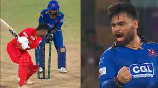 Rinku Singh Clean Bowled Adarsh Singh on First Ball in UP Premiere League Video Viral