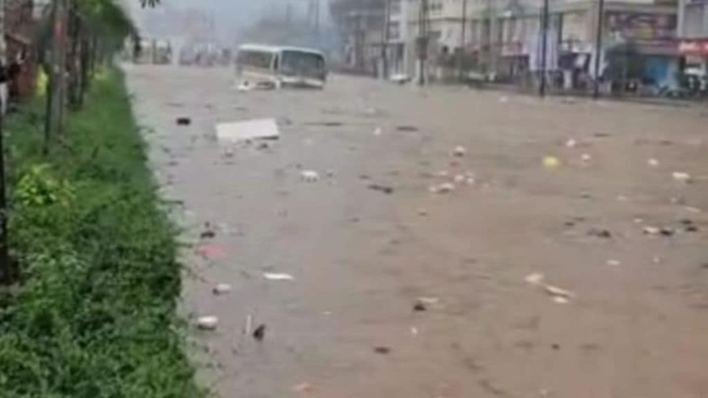 Shilphata road turns into a river due to encroachments and blocked natural streams Kalyan Dombivli