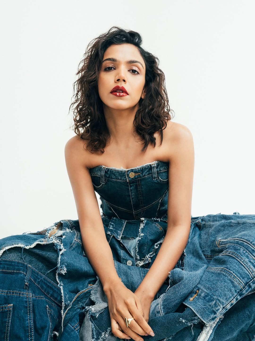 Shriya Pilgaonkar Denim Off Shoulder Dress